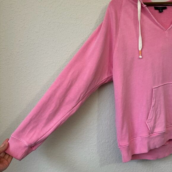 NWOT J. Crew Garment Dyed V-Neck Cotton Terry Hoodie Larkspur Pink *FLAW* - Picture 4 of 11